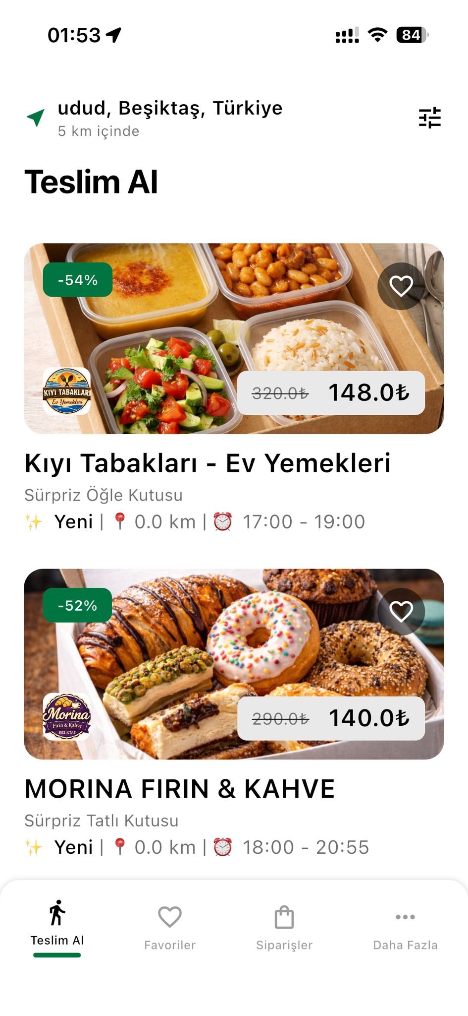 Yeniro uygulama ekranı